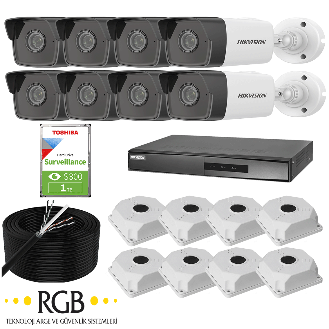 Hikvision 4mp  8 Kameralı 1TB Disk Tak Çalıştır Hazır IP Kamera Seti