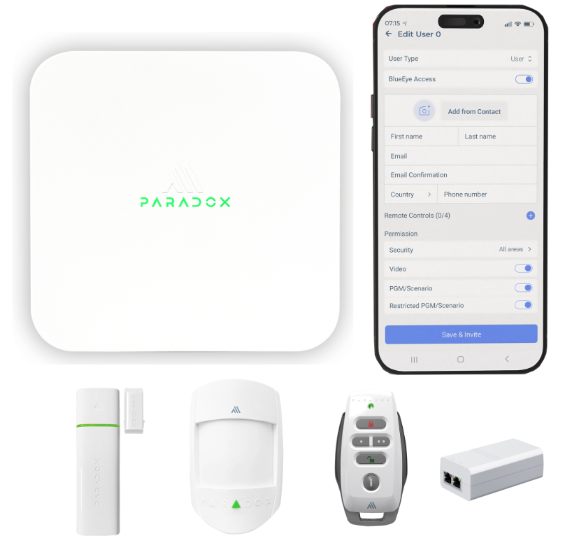 Paradox M25 Set-Ana Ünite-Pır-Mk-Kumanda-PoE (WIFI-ETHERNET)